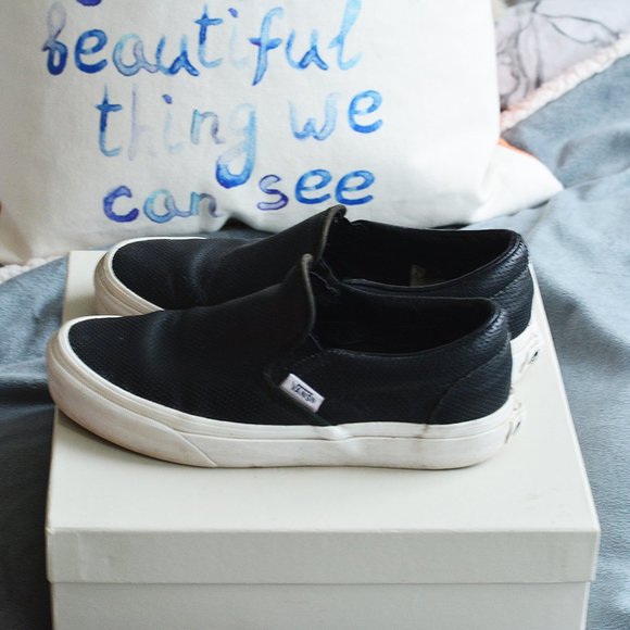 Vans Perf Leather Slip-On Shoe in Black - Picture 2 of 9